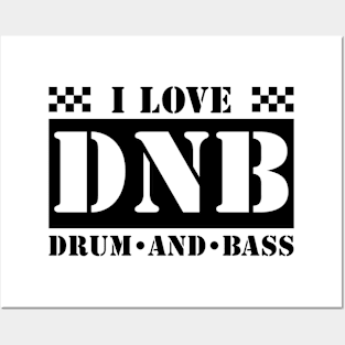 DNB - I Love Drum And Bass Army Font (Black) Posters and Art